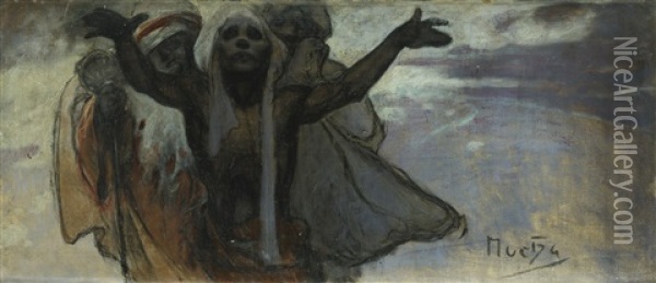 Esquisse Pour L'epopee Slave (sketch) Oil Painting - Alphonse Mucha