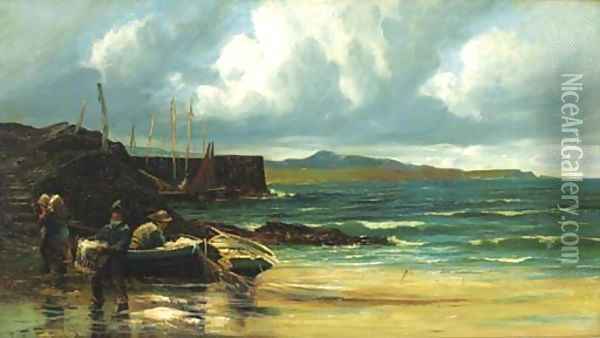 Unloading the catch Oil Painting - Edwin Ellis
