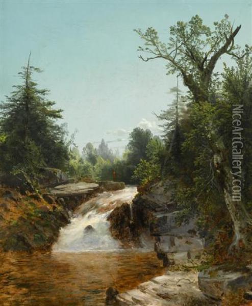 View Of Goodrich Falls, New Hampshire Oil Painting - Thomas Hill