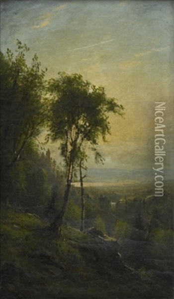 Vista With Trees Oil Painting - Junius R. Sloan