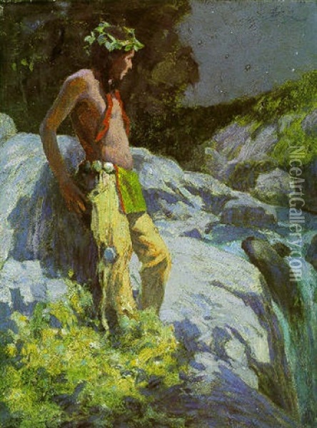 Moonlit Falls Oil Painting - Eanger Irving Couse