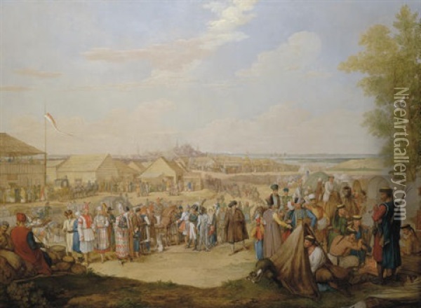 Gathering In The South Of Russia Oil Painting - Georg Emanuel Opitz