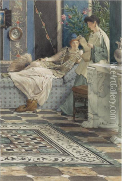 From An Absent One Oil Painting - Sir Lawrence Alma-Tadema