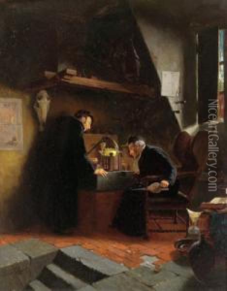 Im Alchemistenkeller Oil Painting - Oskar Schmitt