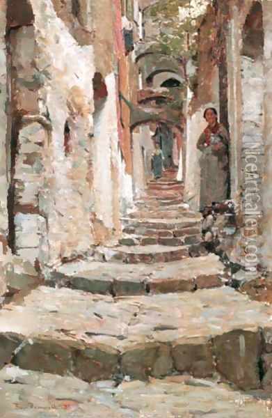 Ruelle A San Remo, 1883 Oil Painting - Francois Bocion