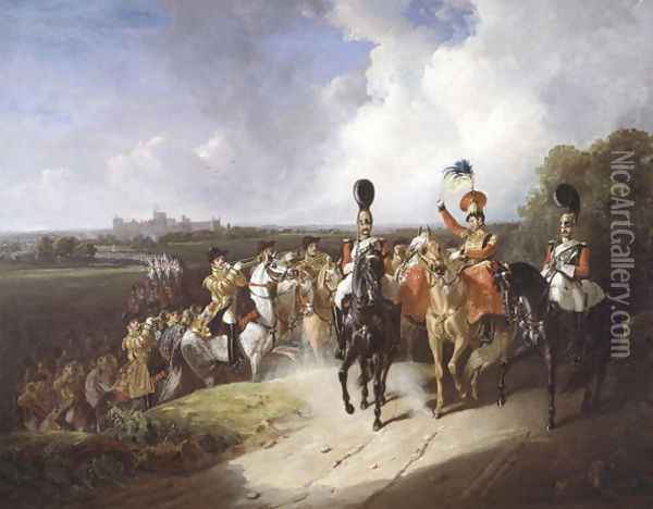 Band of the second regiment of Life Guards leaving Windsor, 1830 Oil Painting - John Frederick Tayler