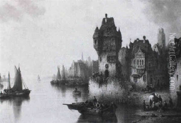 Hafenstadt (partei An Der Schelde In Antwerpen?) Oil Painting - Ludwig Hermann