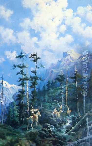 On Lolo Trail Oil Painting - Edgar Samuel Paxson