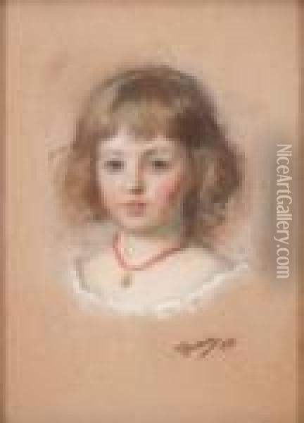 Ritratto Di Fanciulla Con Pendente Oil Painting - Mari Biasini