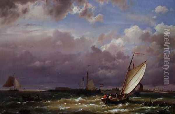 Off Enkhuizen on the Zuider Zee Oil Painting - Hermanus Koekkoek