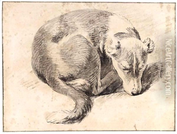 A Sleeping Dog Oil Painting - Pieter van Bloemen