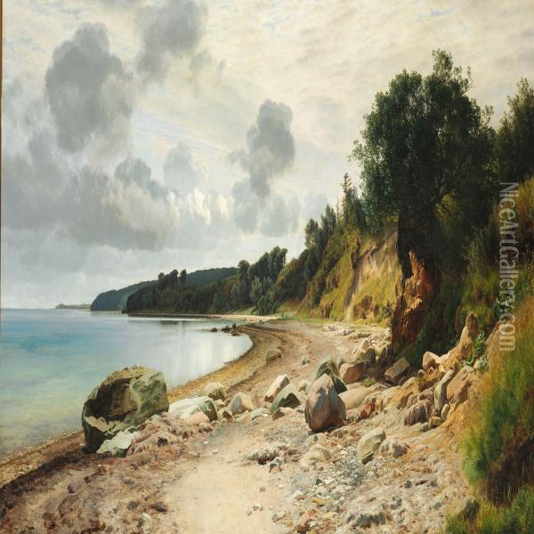 Sommerdag Ved Stranden Oil Painting - Janus Andreas La Cour