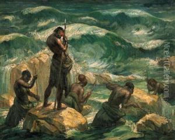 Zulu Oyster Catchers Oil Painting - Alfred Richard Martin