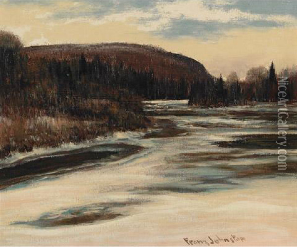 River In Winter Oil Painting - Franz Hans Johnston