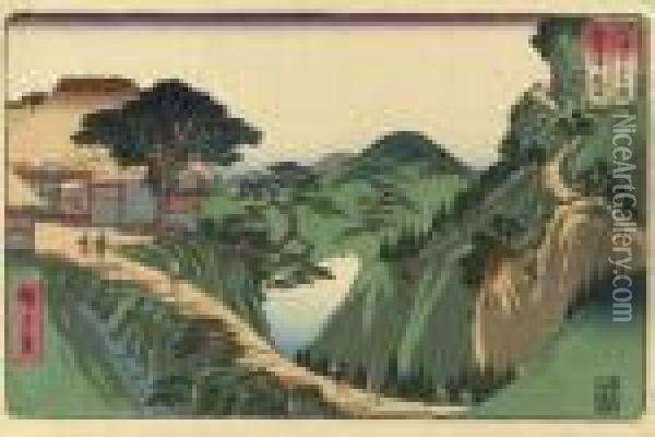 Echizen Yunoo Toge Oil Painting - Utagawa or Ando Hiroshige