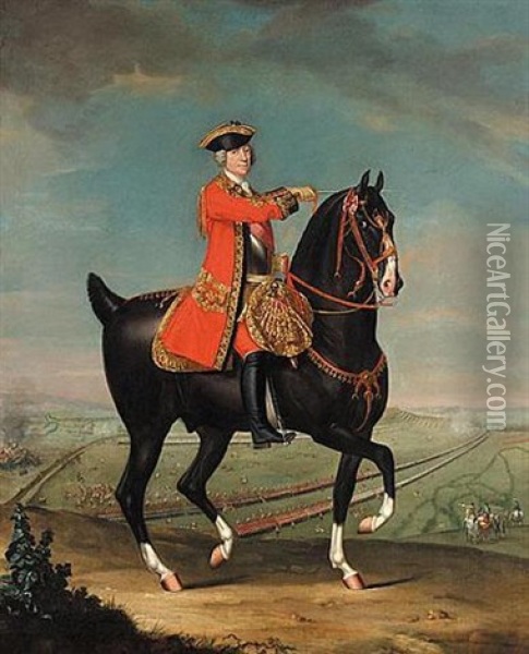 Equestrian Portrait Of Field Marshall Sir Jean Louis Ligonier, 1sr Earl Ligonier Oil Painting - David Morier