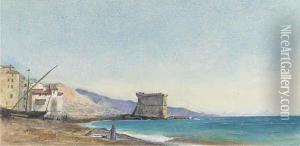 On The Coast At Menton, France Oil Painting - Ada Dundas