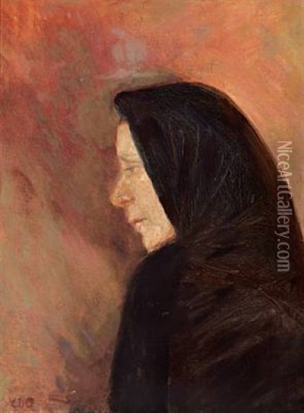 A Woman From Skagen Seen In Profile Oil Painting - Anna Kirstine Ancher