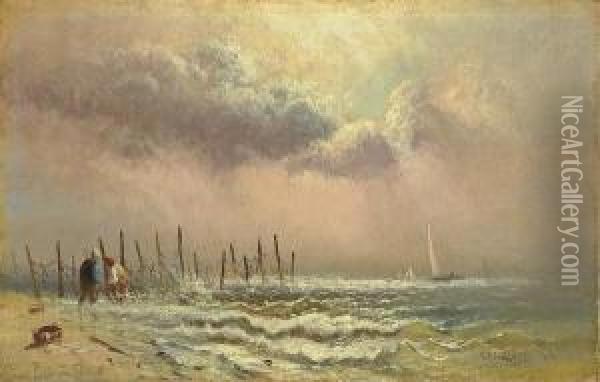 Setting Up The Nets Oil Painting - Charles Henry Gifford