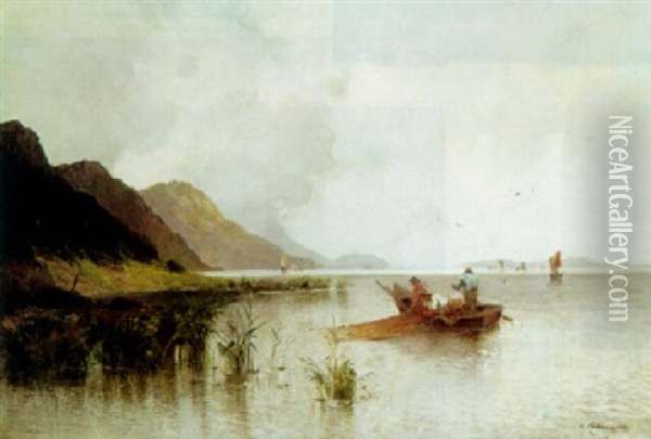 Fischfang Am Seeufer Oil Painting - Adolf Kaufmann