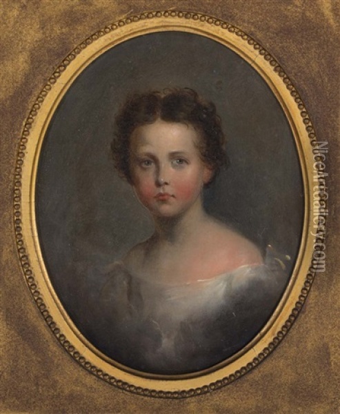 Portrait Of Mina Sheldon Miller Oil Painting - Alfred Jacob Miller