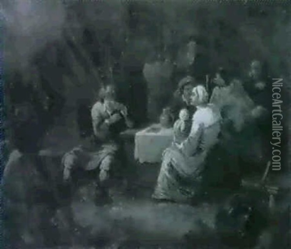 Scene De Cabaret Oil Painting - Theobald Michau