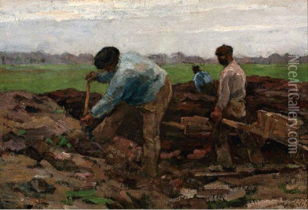 Landarbeiders Zandgravend Oil Painting - Jacques Abraham Zon