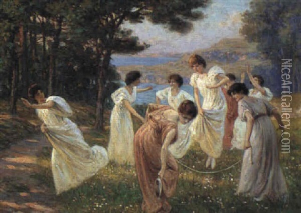 Dancing Maidens Oil Painting - Leopold Franz Kowalski