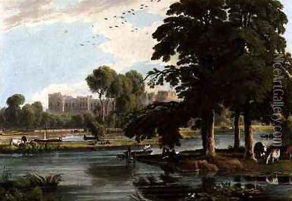 View of Windsor Castle from the playgrounds of Eton College Oil Painting - William Havell