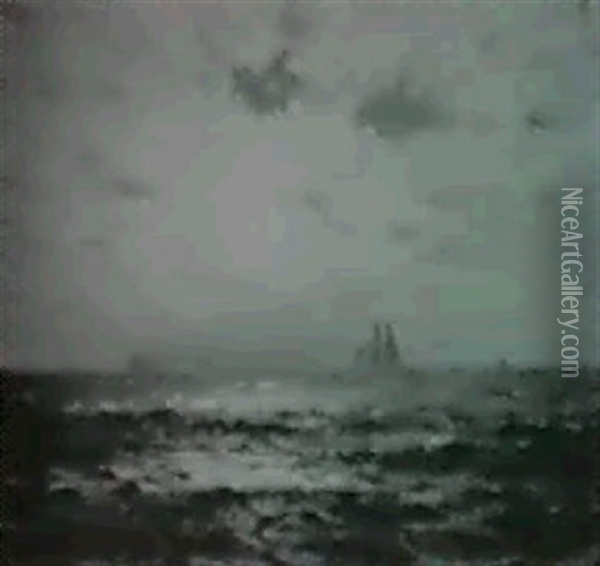 Moonlit Waters Oil Painting - William Sterna Barrett