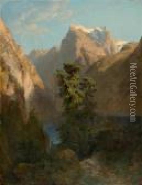 Lake Of Four Cantons With Urirotstock. Oil Painting - Alexandre Calame