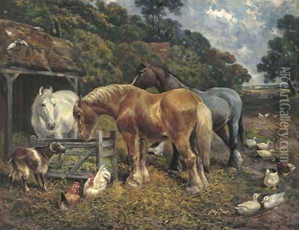 In the farmyard Oil Painting - John Frederick Herring