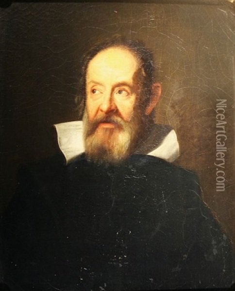 Portrait Of Galileo (after Susterman) Oil Painting - Antoine Sebastien Falardeau