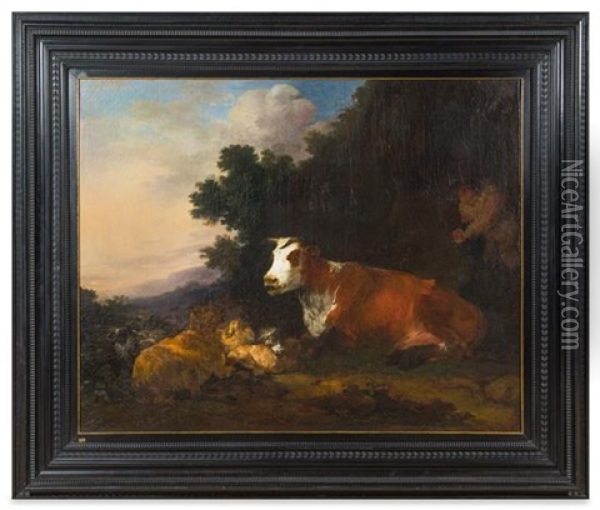 Landscape With Animals Oil Painting - Philip James de Loutherbourg