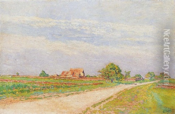 Paysage, Chemin De La Ferme Oil Painting - Louis Hayet