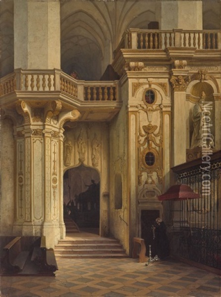 Der Bennobogen In Der Munchner Frauenkirche Oil Painting - Leonhard Faustner