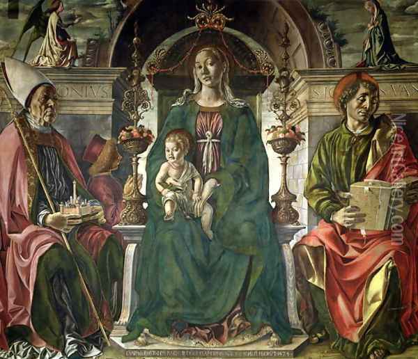 The Virgin and Saints, 1474 Oil Painting - Francesco Del Cossa