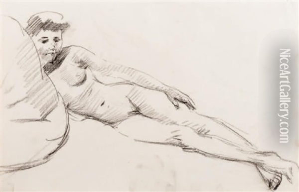 Study Of A Reclining Nude Oil Painting - Isaac Israels