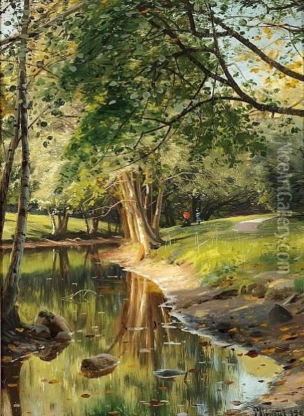 Sunny Summer's Day In The Woods Oil Painting - Peder Mork Monsted