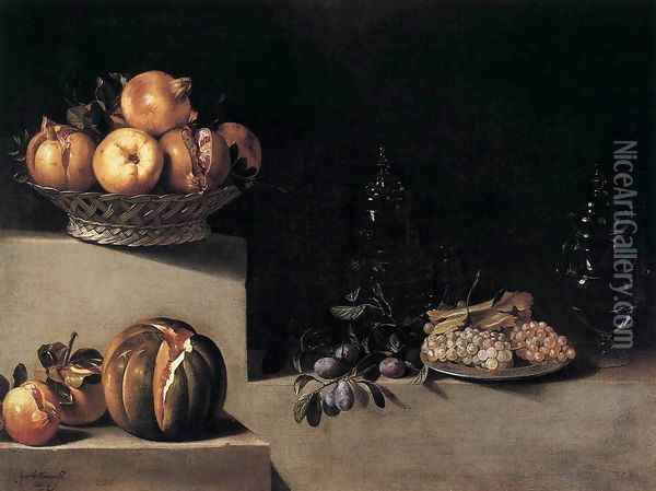 Still-Life with Fruit and Glassware 1626 Oil Painting - Juan Van Der Hamen