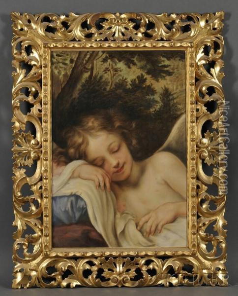 Sleeping Cupid Oil Painting - Baldassarre Franceschini