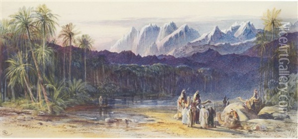 Arab Encampment In Wadi Feiran, Egypt Oil Painting - Edward Lear