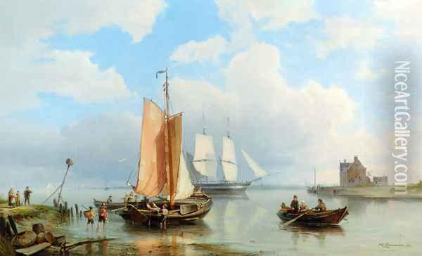 Unloading the Catch Oil Painting - Pieter Christian Dommerson