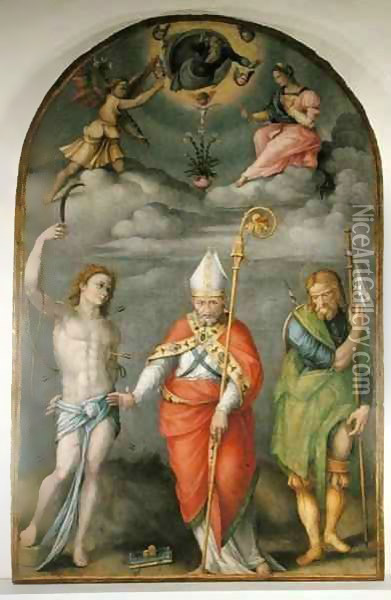 Annunciation with Saints Oil Painting - Francesco Ubertini Verdi Bachiacca