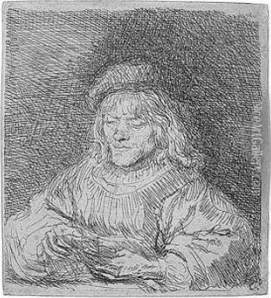 The Cardplayer (b., Holl.136; H.190; Bb.41-m) Oil Painting - Rembrandt Van Rijn