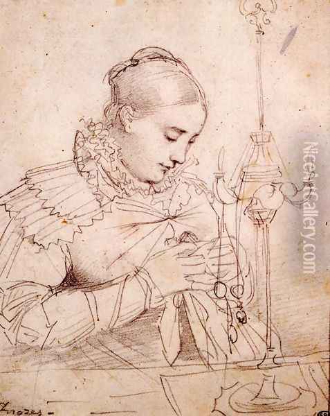 Madame Jean Auguste Dominique Ingres, born Madeleine Chapelle I Oil Painting - Jean Auguste Dominique Ingres