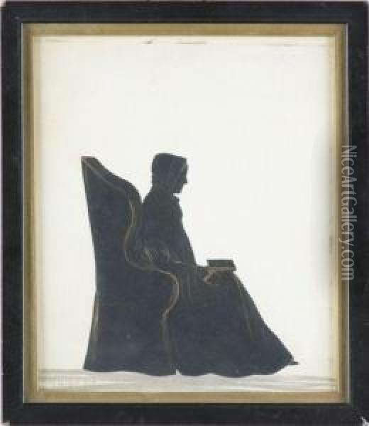 Silhouette Of A Seated Woman With Her Book Oil Painting - Samuel Metford