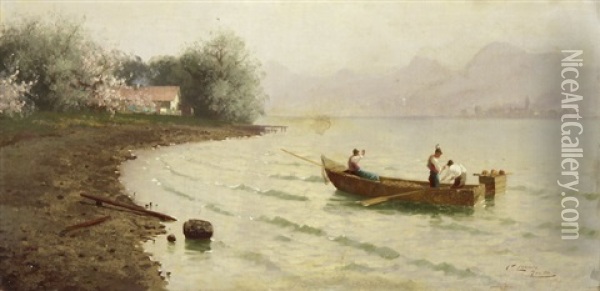 Fischer Im Chiemsee Oil Painting - Carl Leopold