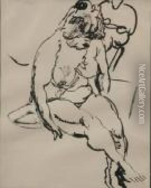 Nue Assise Oil Painting - Jules Pascin