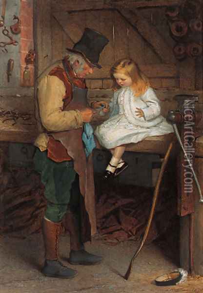 Bandaging the wounded finger Oil Painting - James Hayllar